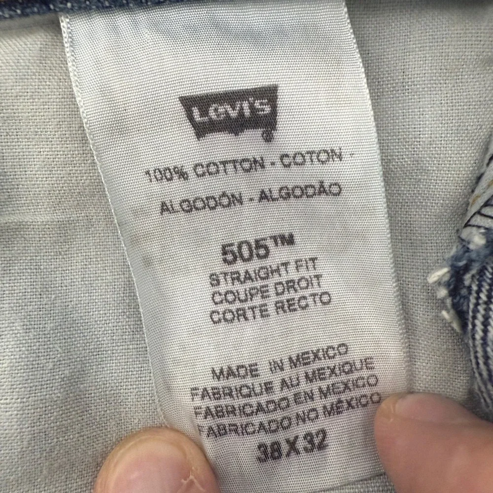 Levis 505 Straight Fit Mens Jeans 38x32 (42x32) Blue Denim 00505-0216